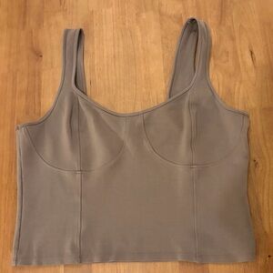 Abercrombie & Fitch Soft A&F Cropped Sculpting Tank Taupe Mauve XL Seam Detail